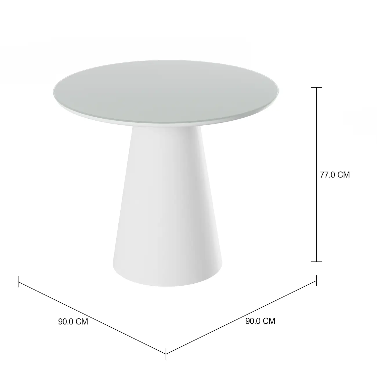 MESA DE COZINHA REDONDA 90 CM MAK - BRANCO/BRANCO BRILHANTE - Foto 2