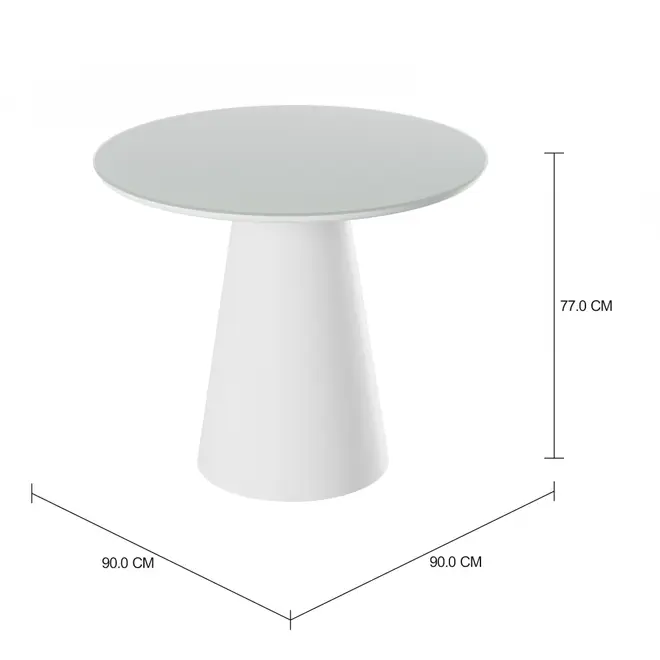 MESA DE COZINHA REDONDA 90 CM MAK - BRANCO/BRANCO BRILHANTE - Foto 2