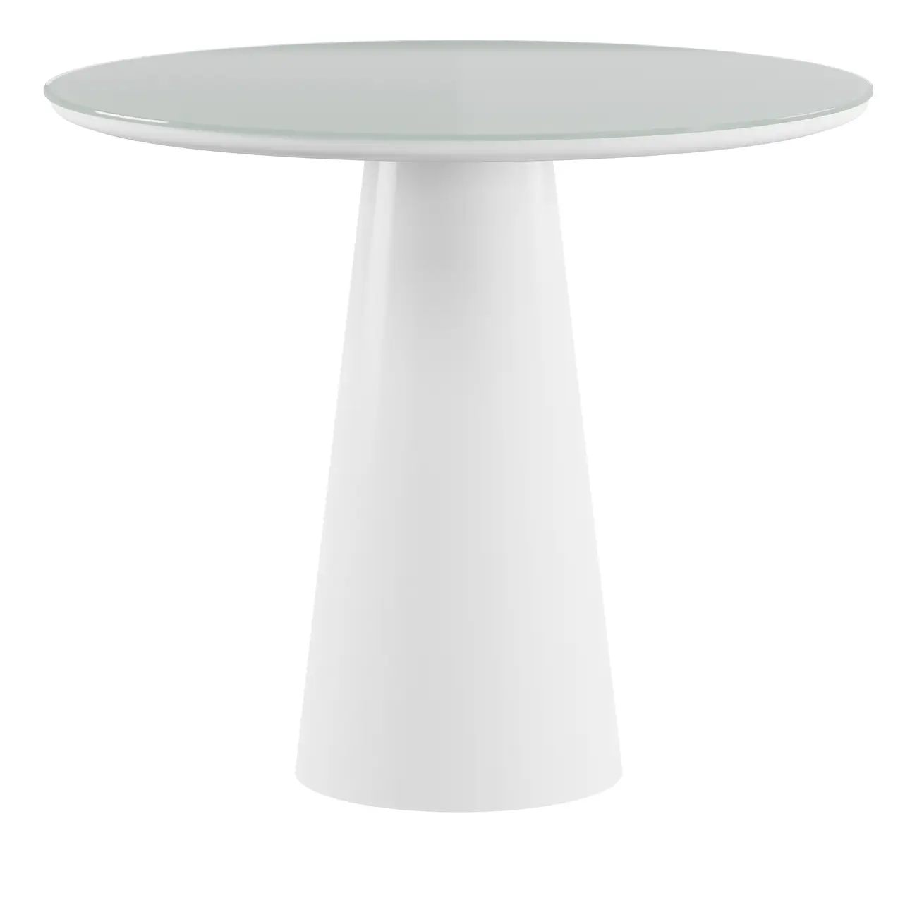 MESA DE COZINHA REDONDA 90 CM MAK - BRANCO/BRANCO BRILHANTE - Foto 1