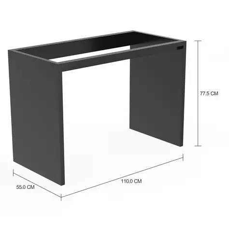 Imagem com medidas do produto BASE DE MESA 1,10 M X 55 CM VETRO