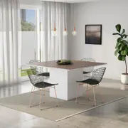 MESA DE JANTAR 1,35 M X 1,35 M FLOAT WOOD - BRANCO/FREIJÓ - Foto 3