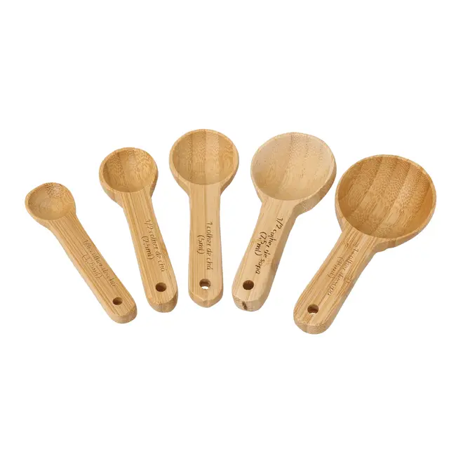 JOGO COM 5 COLHERES MEDIDORAS BAMBOO - BAMBU - Foto 1