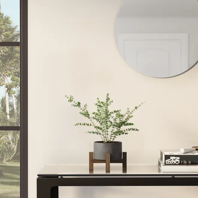 CACHEPÔ COM SUPORTE 18 CM BETON CROSS - KONKRET/PINUS NATURAL - Foto 6