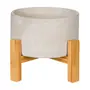 CACHEPÔ COM SUPORTE 18 CM BETON CROSS - KONKRET/PINUS NATURAL - Foto 1