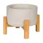 CACHEPÔ COM SUPORTE 18 CM BETON CROSS - KONKRET/PINUS NATURAL - Foto 2