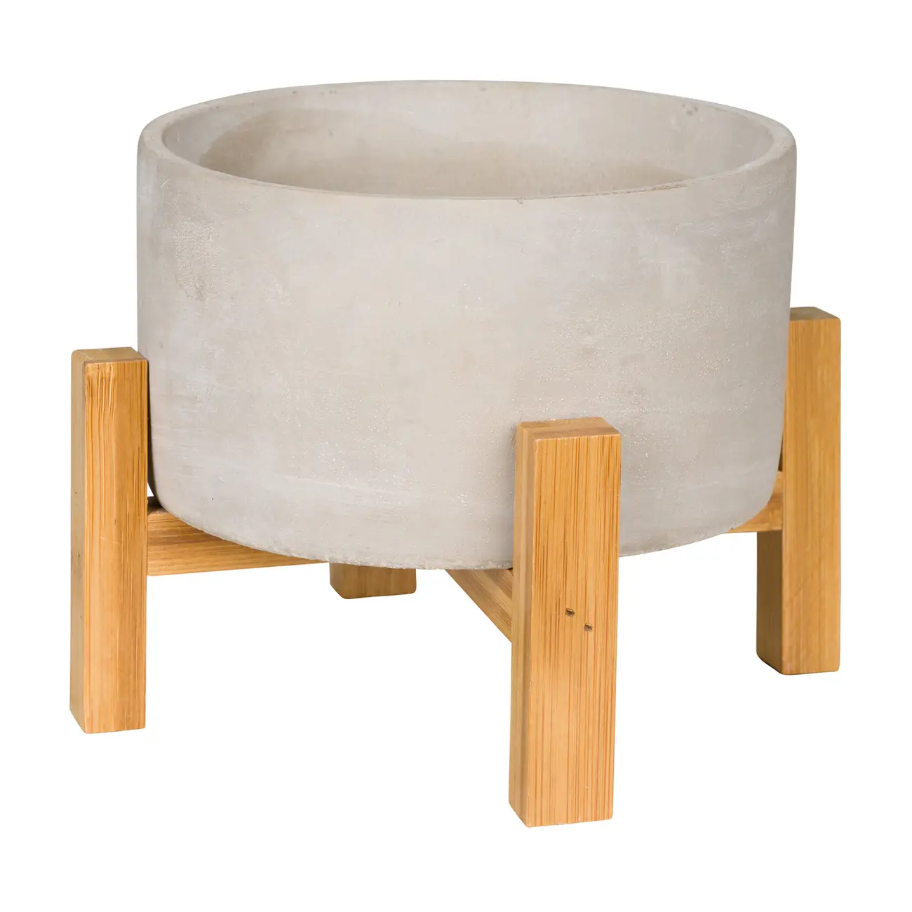 CACHEPÔ COM SUPORTE 18 CM BETON CROSS - KONKRET/PINUS NATURAL - Foto 2