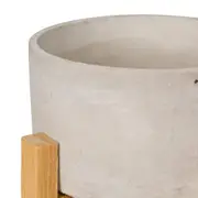 CACHEPÔ COM SUPORTE 18 CM BETON CROSS - KONKRET/PINUS NATURAL - Foto 3