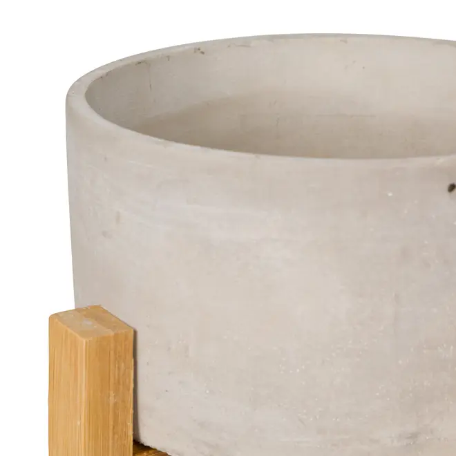 CACHEPÔ COM SUPORTE 18 CM BETON CROSS - KONKRET/PINUS NATURAL - Foto 3