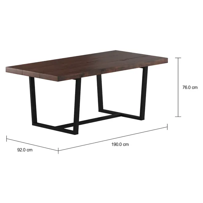 MESA DE JANTAR 1,90 M X 92 CM NIARA - PRETO/NOZES RÚSTICO - Foto 4