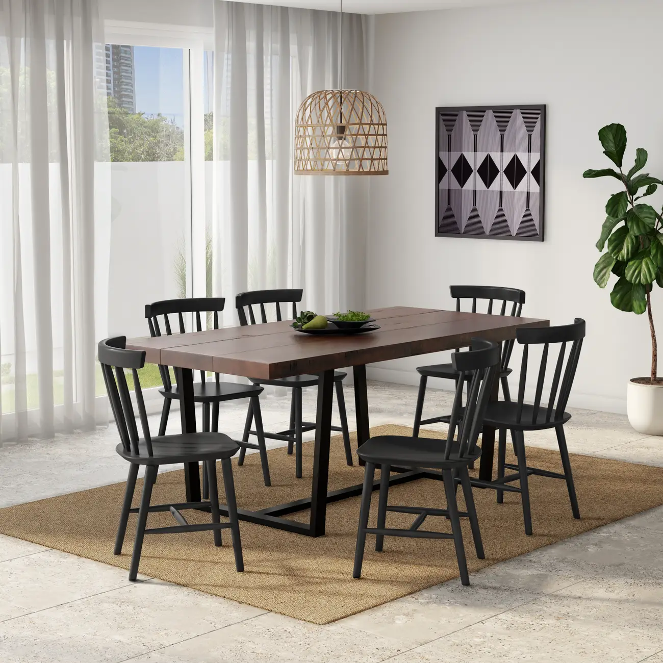 MESA DE JANTAR 1,90 M X 92 CM NIARA - PRETO/NOZES RÚSTICO - Foto 5