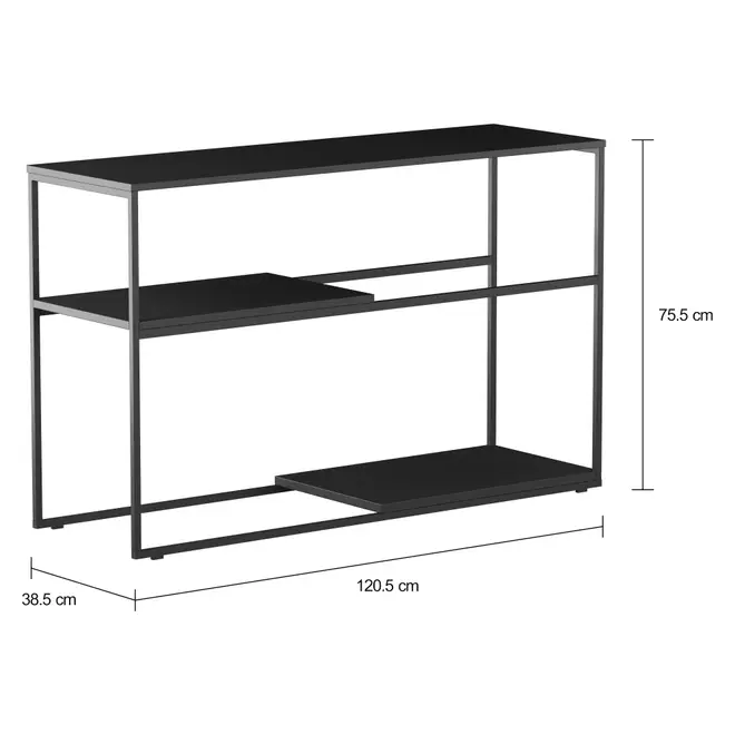 APARADOR 1,20 M X 38 CM PHINE - PRETO/PRETO - Foto 2