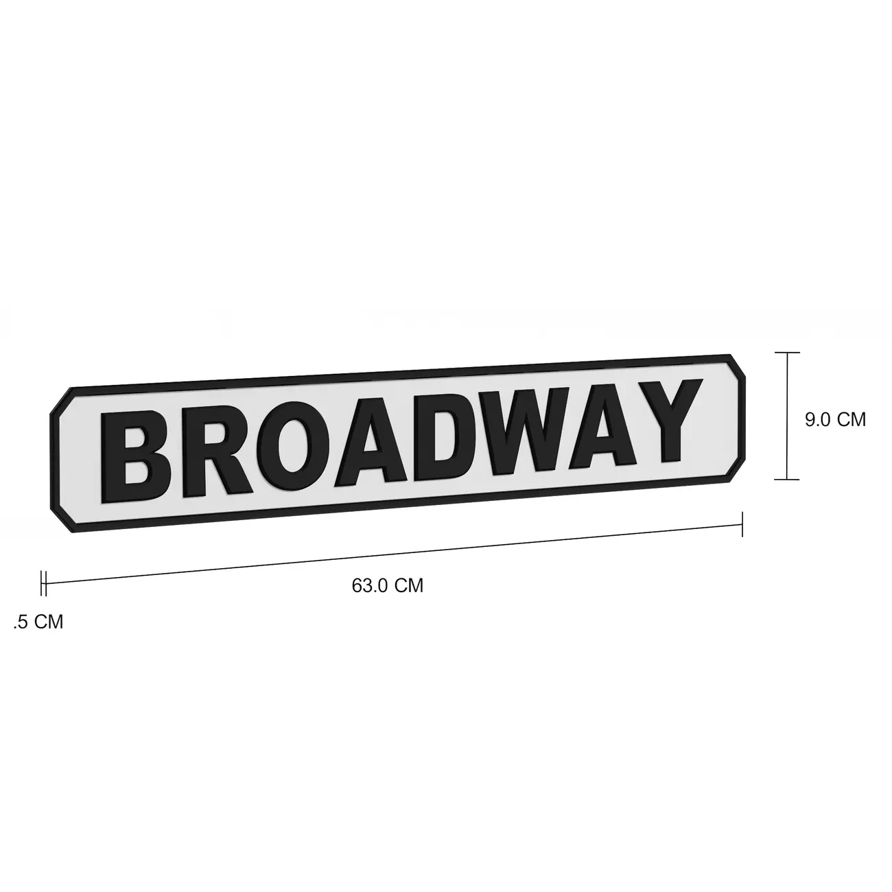 PLACA DECORATIVA 63 CM X 9 CM BROADWAY - BRANCO/PRETO - Foto 2