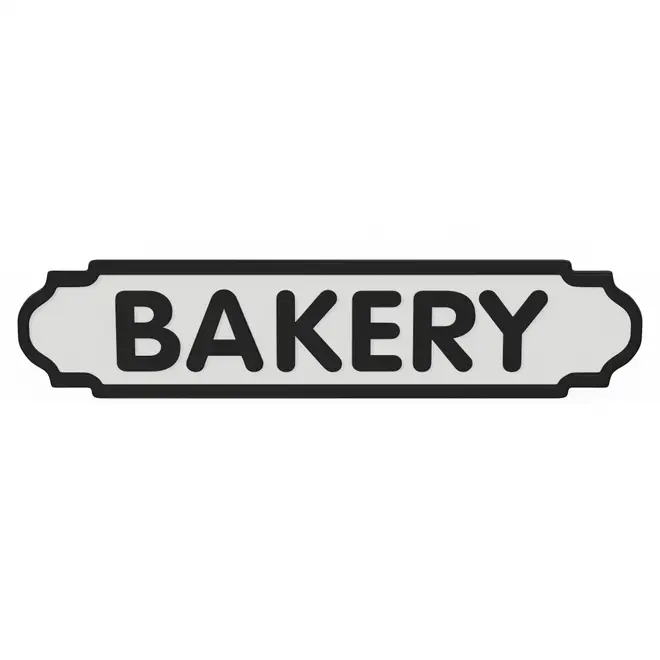 PLACA DECORATIVA 54 CM X 13 CM BAKERY - BEGE/PRETO - Foto 1