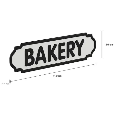Imagem com medidas do produto PLACA DECORATIVA 54 CM X 13 CM BAKERY