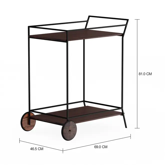 CARRINHO 69 CM X 46 CM JAHARI - PRETO/NOZES RÚSTICO - Foto 2