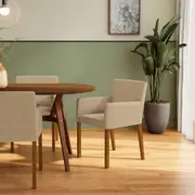 CADEIRA COM BRAÇOS PROSA - NOZES/NATURAL - Foto 9