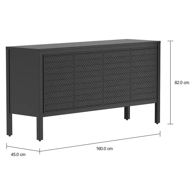 BUFFET 4 PORTAS 1,60 M X 45 CM ATTA - EBANIZADO - Foto 4