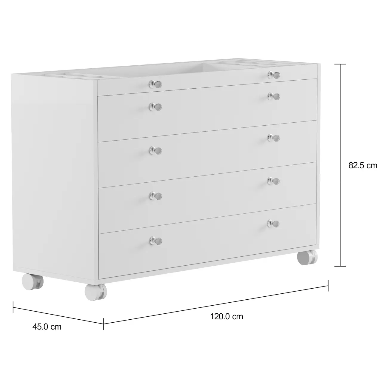 ESTRUTURA DE CÔMODA 5 GAVETAS 1,20 M X 45 CM NAMI - BRANCO - Foto 6