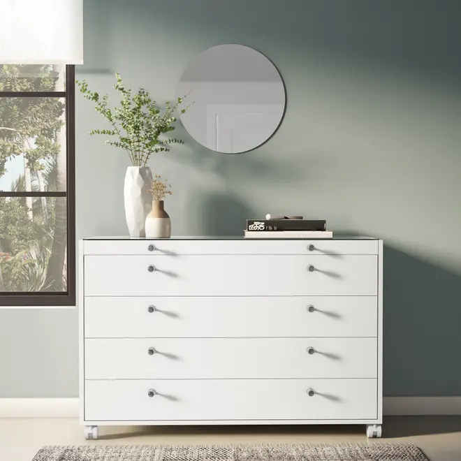 ESTRUTURA DE CÔMODA 5 GAVETAS 1,20 M X 45 CM NAMI - BRANCO - Foto 11