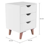 MESA DE CABECEIRA 3 GAVETAS LIN - BRANCO/NOZES - Foto 4