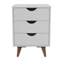 BRANCO/NOZES - MESA DE CABECEIRA 3 GAVETAS LIN