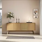 BUFFET 4 PORTAS 1,80 M X 45 CM COM PALHINHA ARES - TAUARI/FIBRA CLARA - Foto 17