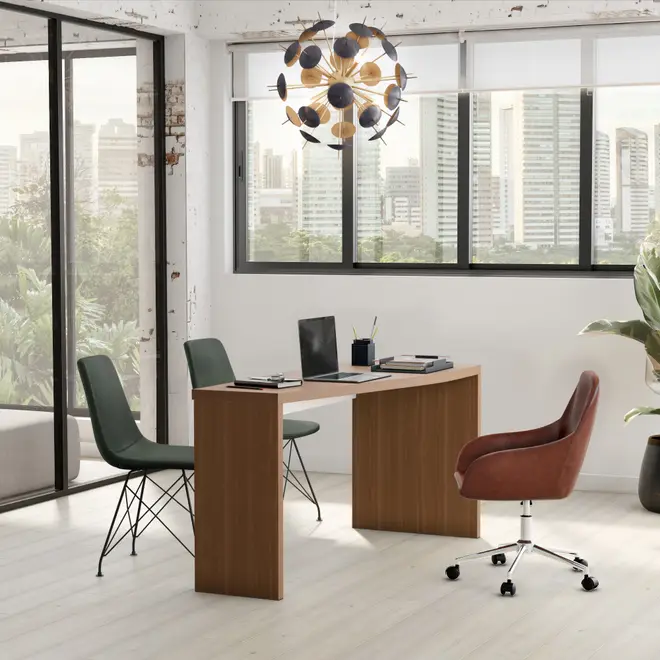 MESA TRAPEZOIDAL 1,45 M X 60 CM DIREITA FIND - FREIJÓ/BRANCO - Foto 3