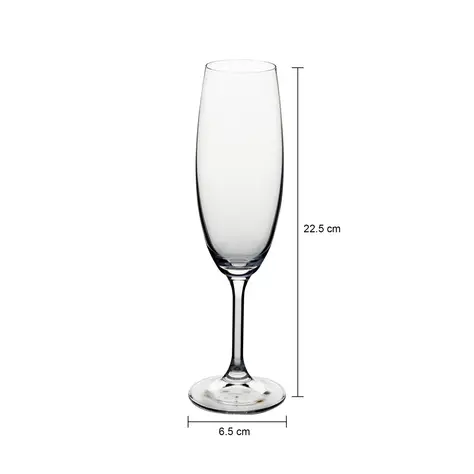 Imagem com medidas do produto TAÇA CHAMPANHE 220 ML CRISTALIUM TITAN