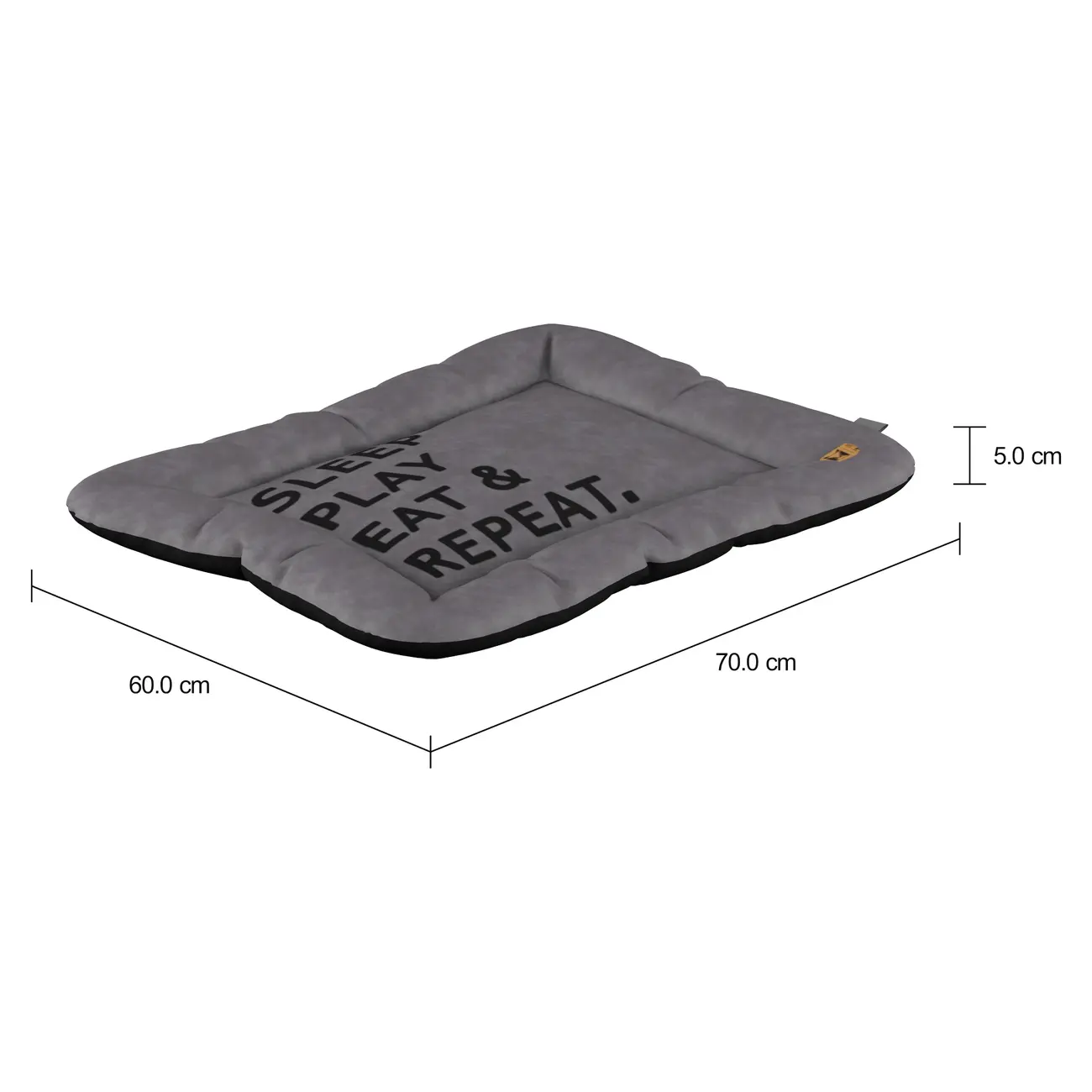 COLCHONETE PARA PET G 70 CM X 60 CM SLEEP, PLAY, EAT & REPEAT - CINZA/PRETO - Foto 2
