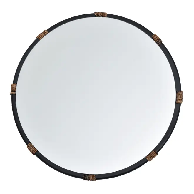ESPELHO REDONDO 60 CM RADIANT - PRETO/FIBRA CLARA - Foto 1