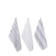 PANO DE PRATO 40 CM X 70 CM COM 3 DAFNE - BRANCO/CINZA - Foto 1