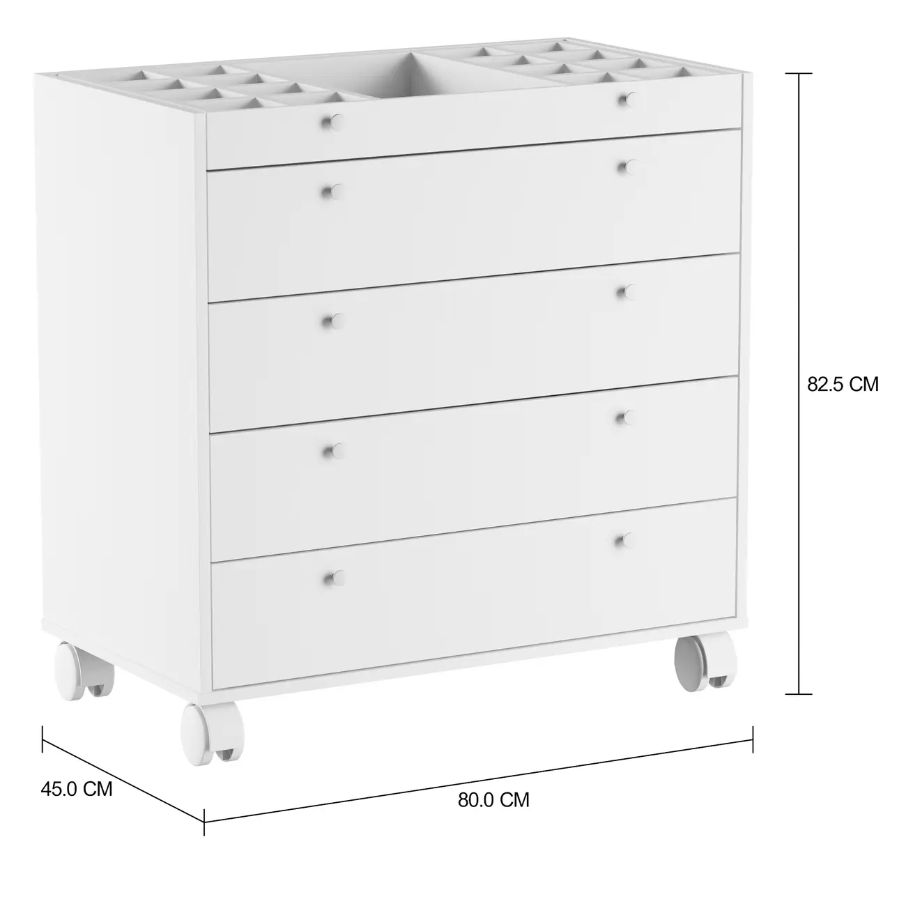 ESTRUTURA DE CÔMODA 5 GAVETAS 80 CM X 45 CM NAMI I - BRANCO - Foto 4