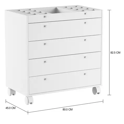 Imagem com medidas do produto ESTRUTURA DE CÔMODA 5 GAVETAS 80 CM X 45 CM NAMI I