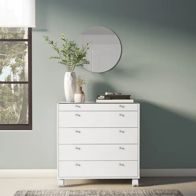 ESTRUTURA DE CÔMODA 5 GAVETAS 80 CM X 45 CM NAMI I - BRANCO - Foto 5