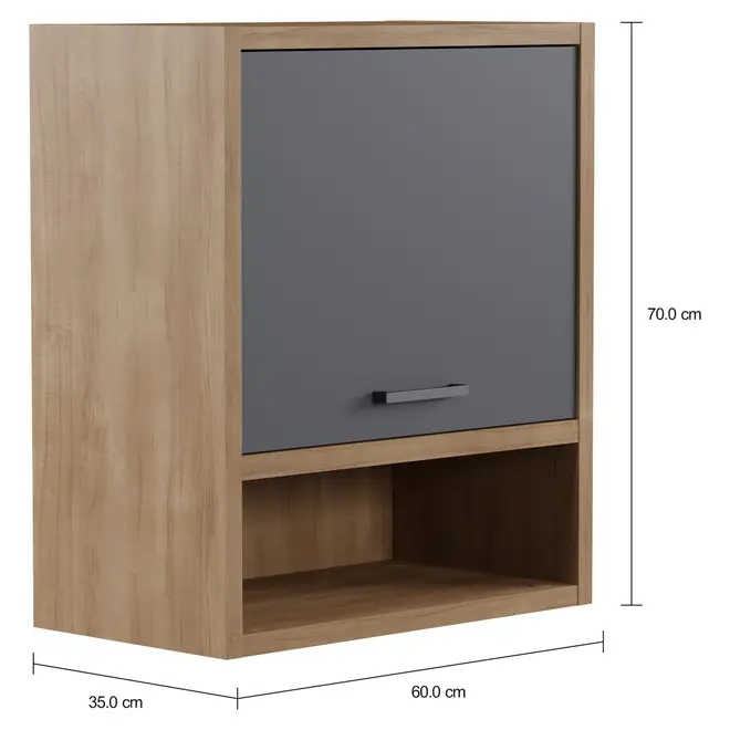 ARMÁRIO DE COZINHA AÉREO 60 CM 1 PORTA BASCULANTE TOAST - OAK TAMMI/KONKRET - Foto 10