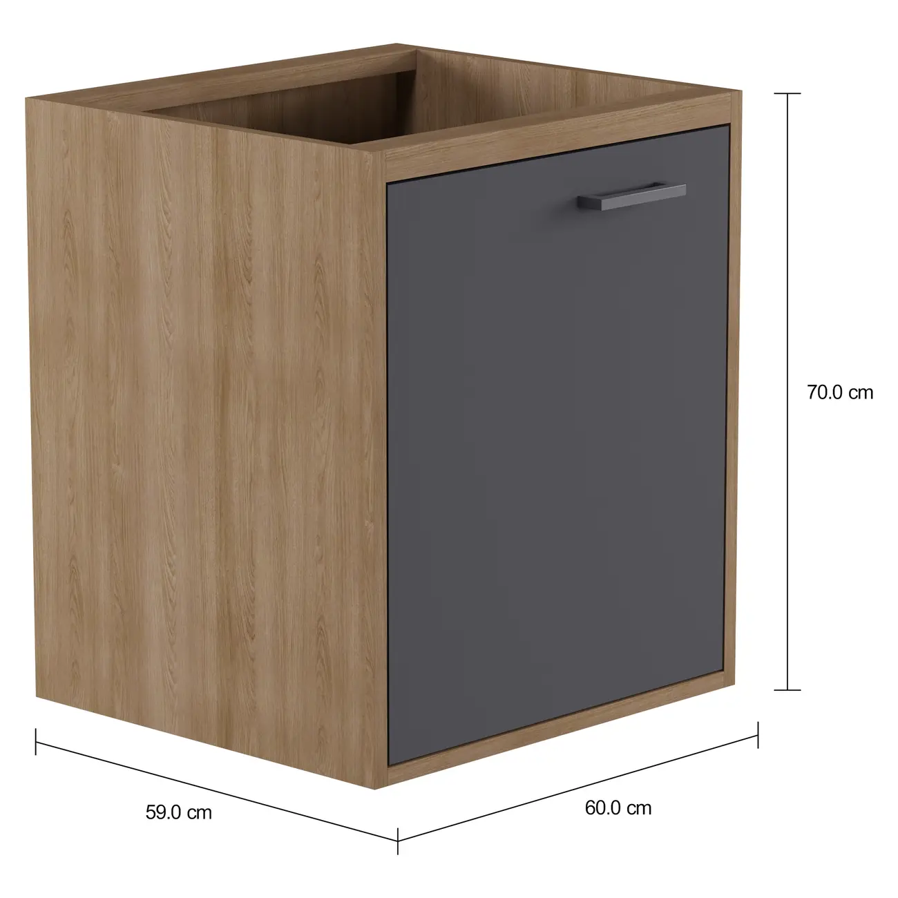 ARMÁRIO DE COZINHA INFERIOR 60 CM 1 PORTA TOAST - OAK TAMMI/KONKRET - Foto 9