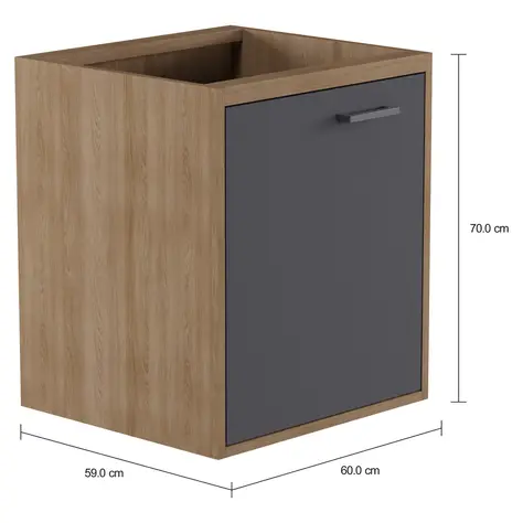 Imagem com medidas do produto ARMÁRIO DE COZINHA INFERIOR 60 CM 1 PORTA TOAST