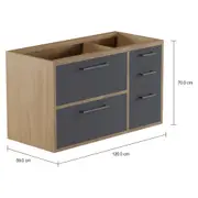 ARMÁRIO DE COZINHA INFERIOR 1,20 M 4 GAVETAS/1 PORTA BASCULANTE TOAST - OAK TAMMI/KONKRET - Foto 9