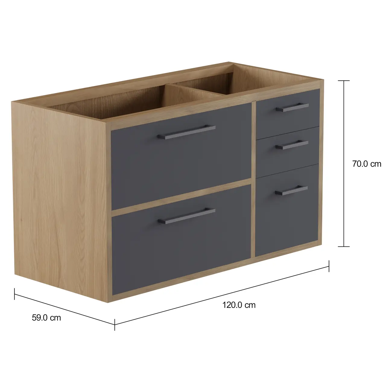 ARMÁRIO DE COZINHA INFERIOR 1,20 M 4 GAVETAS/1 PORTA BASCULANTE TOAST - OAK TAMMI/KONKRET - Foto 9