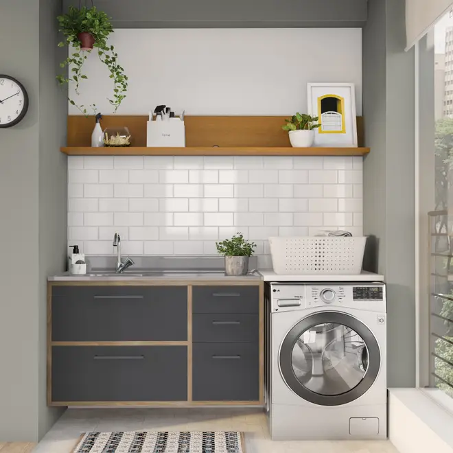 ARMÁRIO DE COZINHA INFERIOR 1,20 M 4 GAVETAS/1 PORTA BASCULANTE TOAST - OAK TAMMI/KONKRET - Foto 10