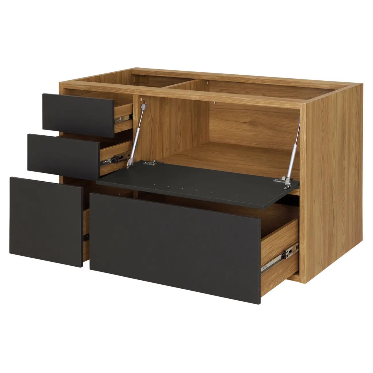 ARMÁRIO DE COZINHA INFERIOR 1,20 M 4 GAVETAS/1 PORTA BASCULANTE TOAST - OAK TAMMI/KONKRET - Foto 2