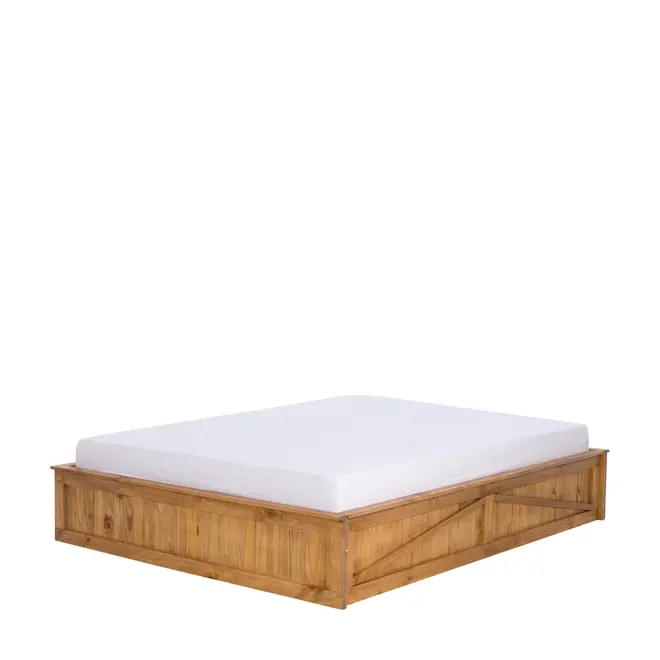 CAMA QUEEN COM 2 GAVETAS 1,58 M CRATES - ENCERADO CASTANHO - Foto 1
