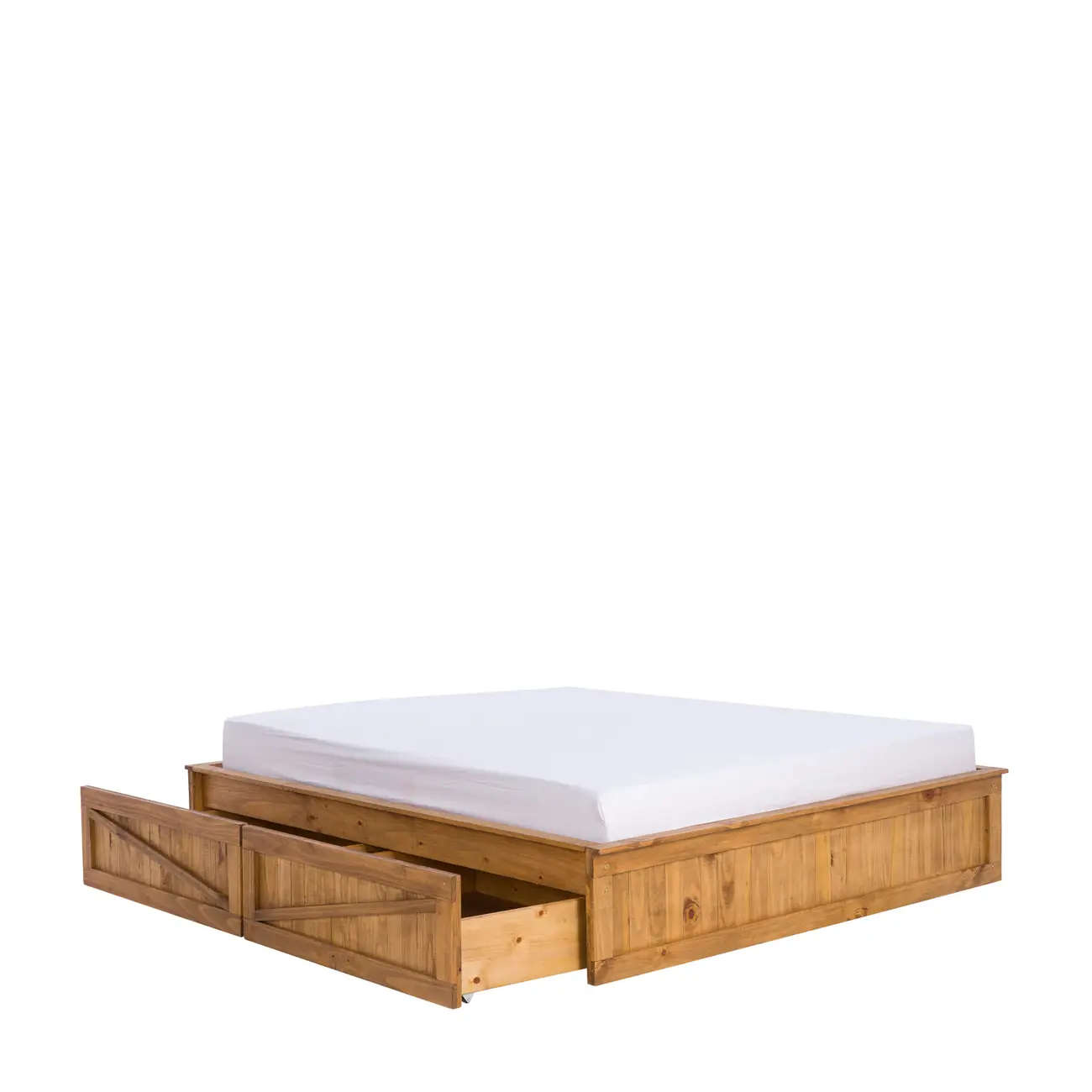CAMA QUEEN COM 2 GAVETAS 1,58 M CRATES - ENCERADO CASTANHO - Foto 4