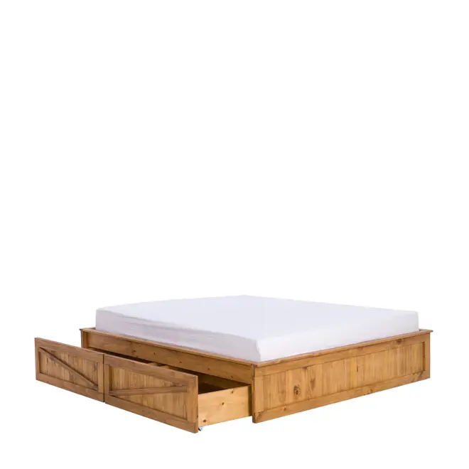 CAMA QUEEN COM 2 GAVETAS 1,58 M CRATES - ENCERADO CASTANHO - Foto 4