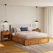 CAMA QUEEN COM 2 GAVETAS 1,58 M CRATES - ENCERADO CASTANHO - Foto 6