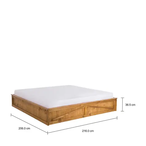 Imagem com medidas do produto CAMA KING COM 2 GAVETAS 1,93 M CRATES