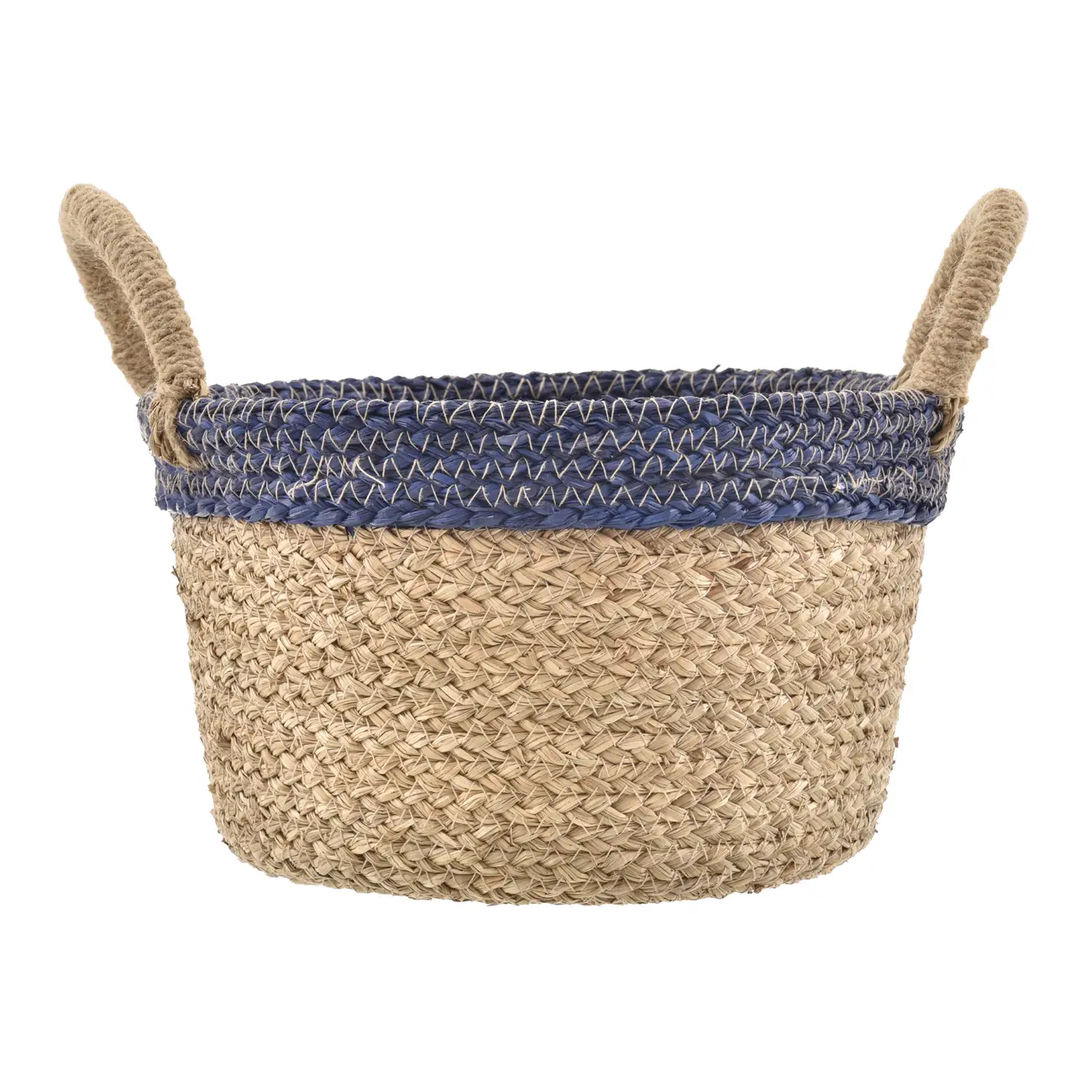 CESTO 28 CM X 18 CM OCEAN - FIBRA NATURAL/AZUL - Foto 1