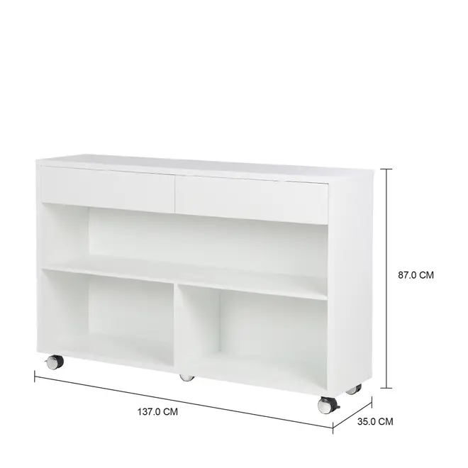 APARADOR COM 2 GAVETAS 1,37 M X 35 CM DIO - BRANCO - Foto 5