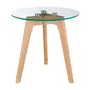 MESA LATERAL REDONDA 40 CM HELIX - CARVALHO/INCOLOR - Foto 1