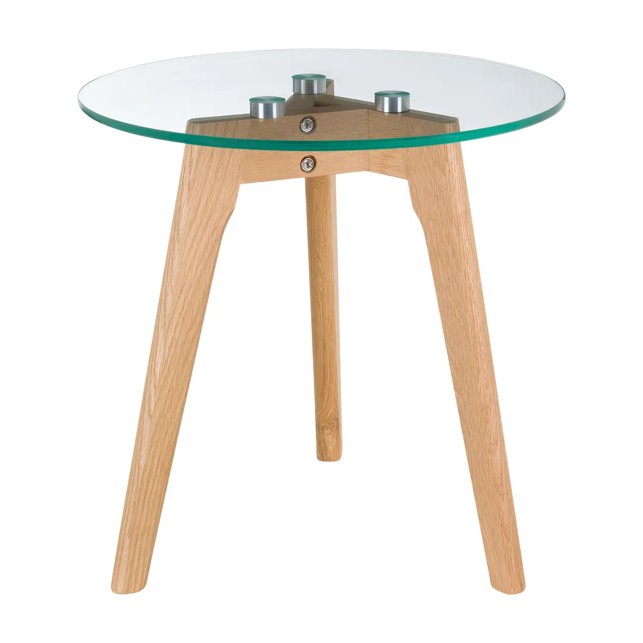 MESA LATERAL REDONDA 40 CM HELIX - CARVALHO/INCOLOR - Foto 1